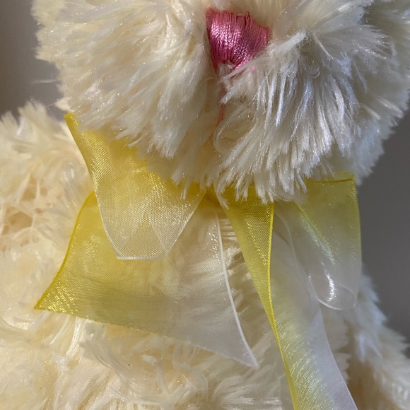 Bunny Plush Yellow Rabbit Stuffed Animal Easter Toy Bendable Ears Floral Paws - Picture 10 of 12